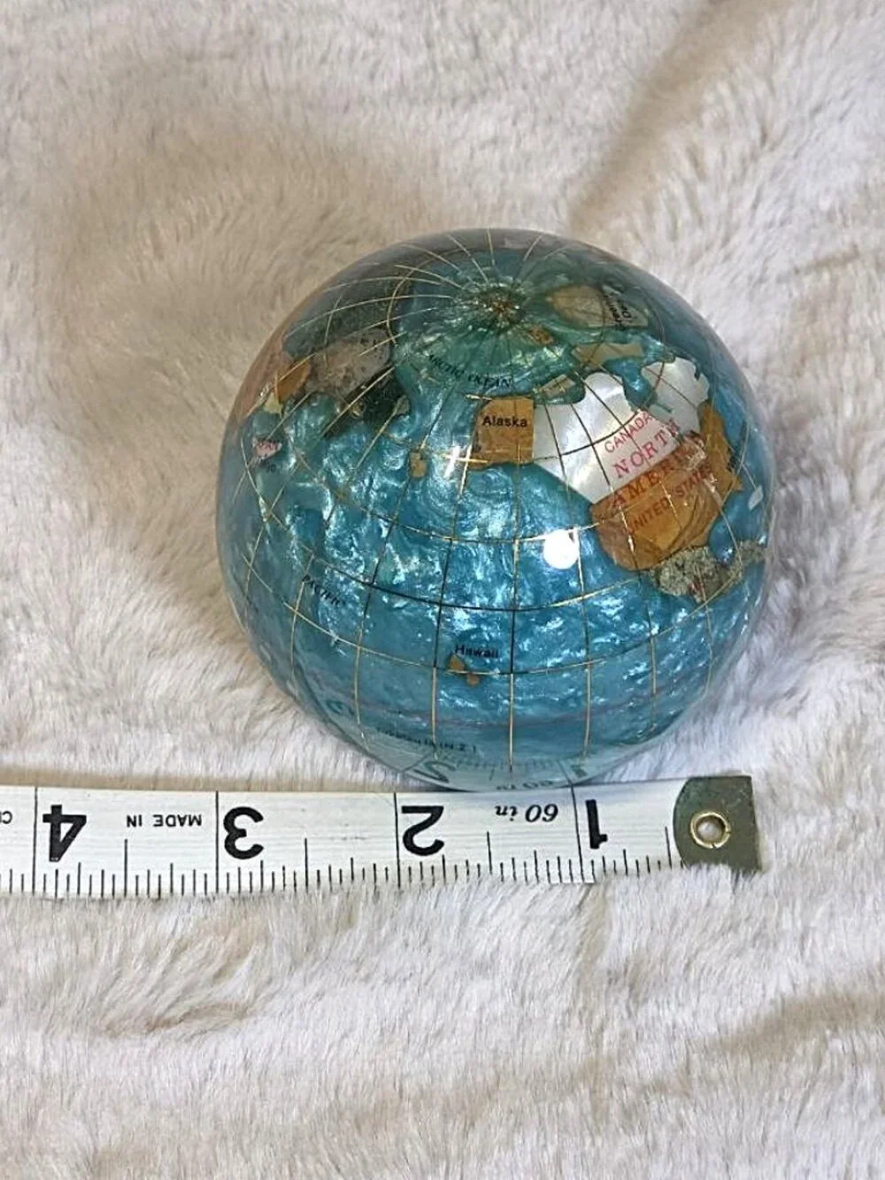 Vintage Handcrafted Semi-Precious Gemstone Globe Paperweight Alexander Kalifano